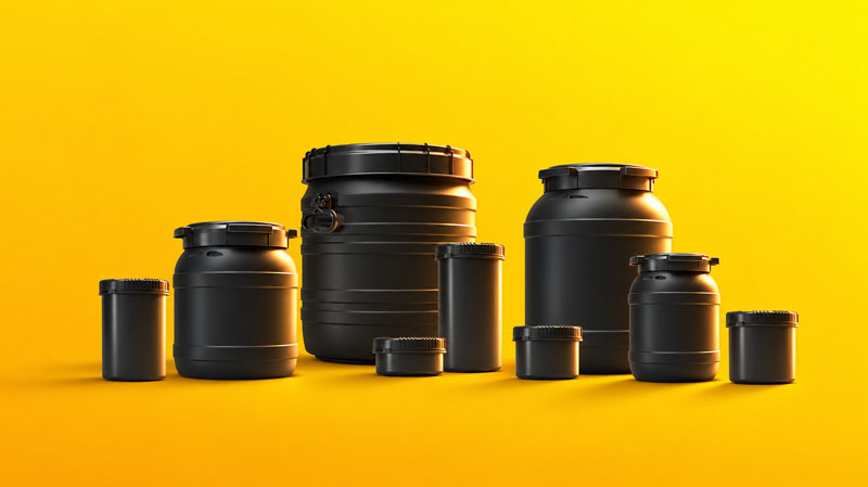 UV-safe screw lid drums and jars